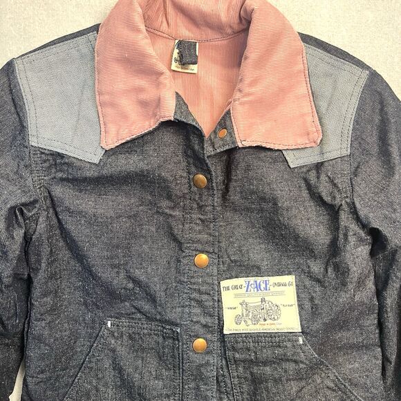 Rare ZACE Overalls Pink Corduroy Lined Denim Chore Jacket USA American Workwear - Picture 2 of 11